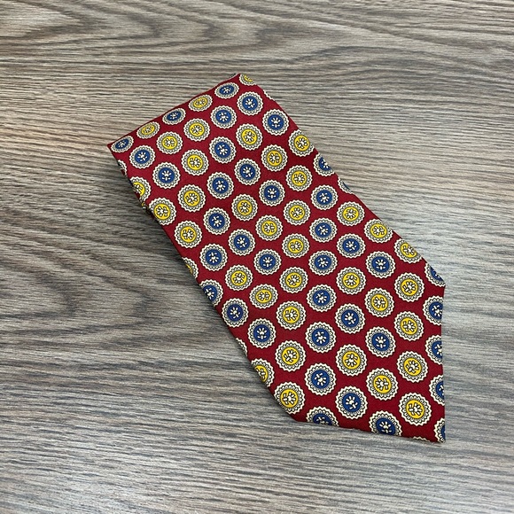 Polo Ralph Lauren Red w/ Gold & Blue Dot Tie - Picture 1 of 4